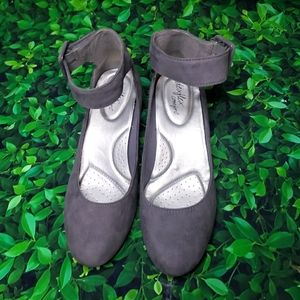 2 inch Grey Suede Wedges